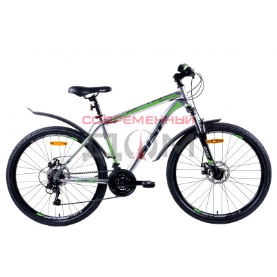 Велосипед горный Aist Quest Disc 26",20" серо-зеленый 2020/2021